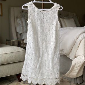 Massimo Dutti white lace shift dress